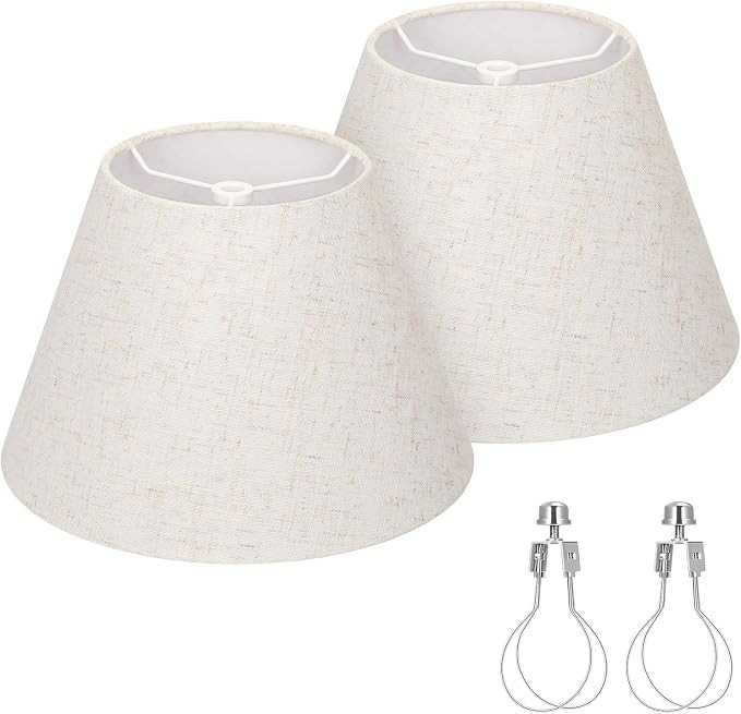 Small Lamp Shades Set of 2, 5.5" Top x 10" Bottom x 6.6" High, Small White Lamp Shades for Table ... | Amazon (US)
