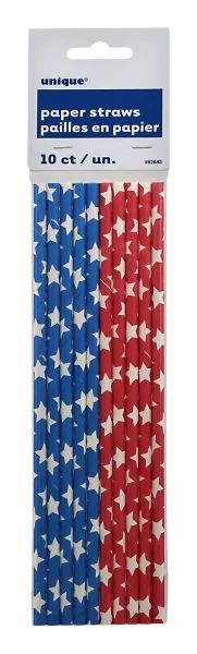 Star Printed Paper Straws, 8.25 in, Red and Blue, 10ct | Walmart (US)