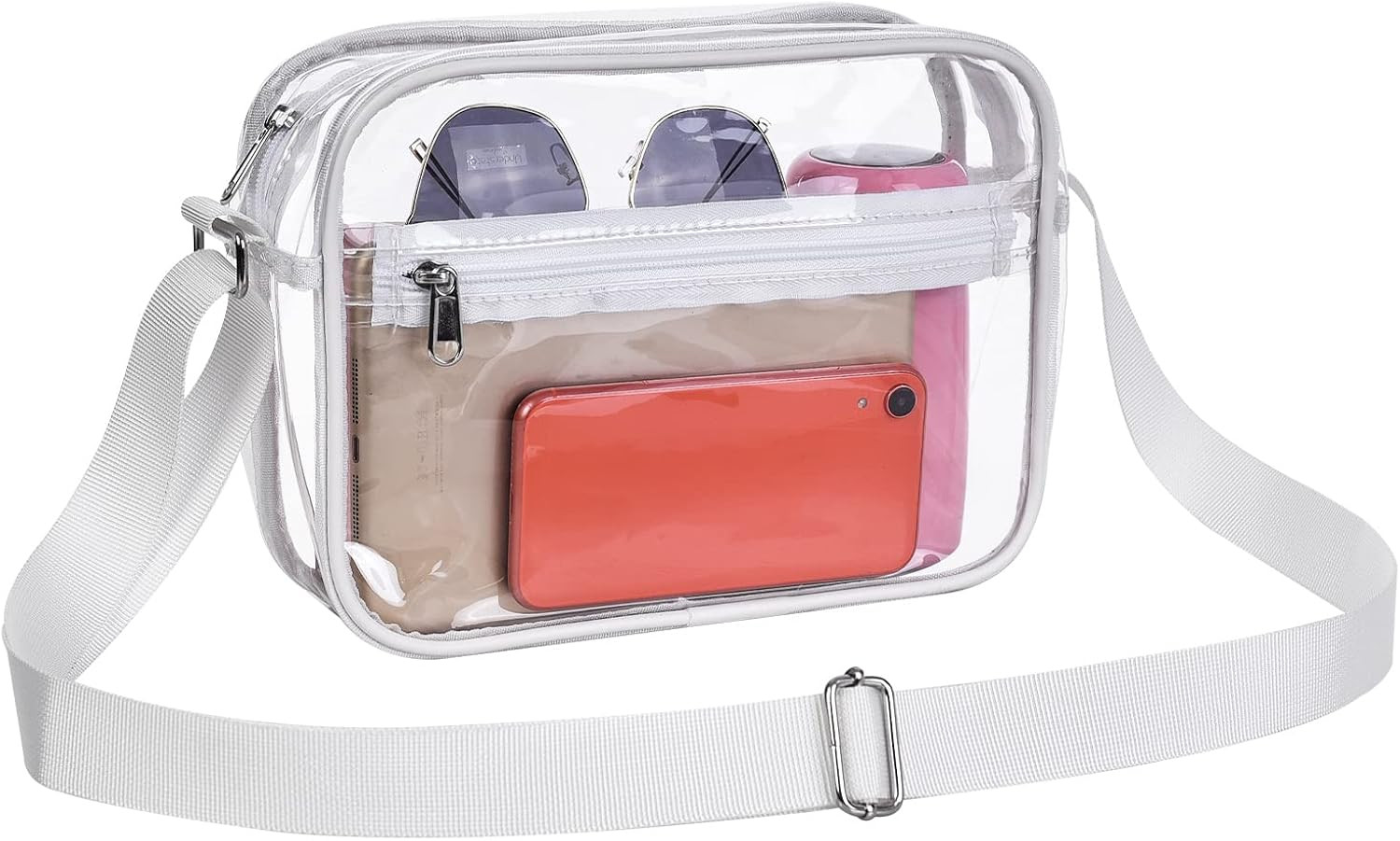 Clear Crossbody Messenger Shoulder Bag Stadium Approved Suitable for Work, Travel, Workout, Conce... | Amazon (US)