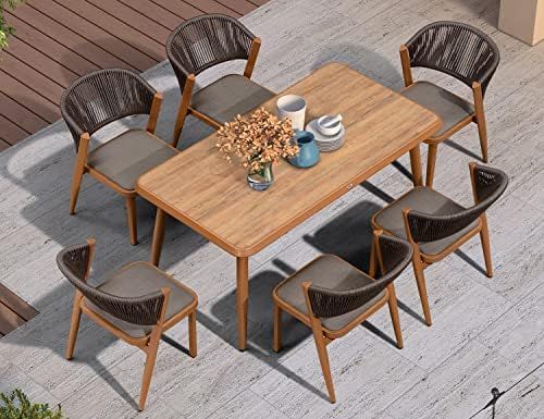 PURPLE LEAF 7 Pieces Outdoor Dining Set All-Weather Wicker Outdoor Patio Furniture with Table All... | Amazon (US)