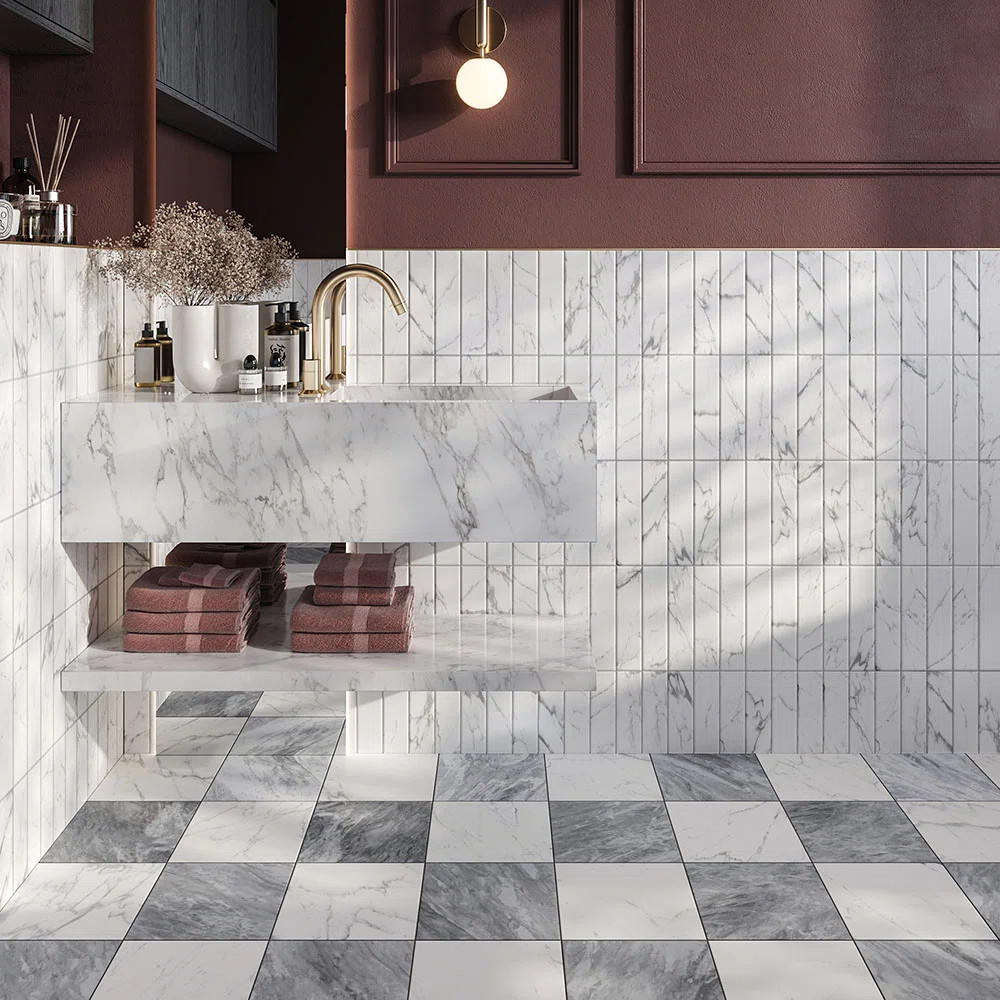 Tavari Checkerboard 10X10 Carrara And Bardiglio | Wayfair North America