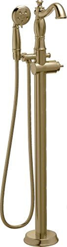 Delta Faucet Cassidy Floor-Mount Freestanding Tub Filler with Hand Held Shower, Champagne Bronze T47 | Amazon (US)