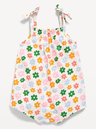 Printed Jersey-Knit Tie-Bow Romper for Baby | Old Navy (US)
