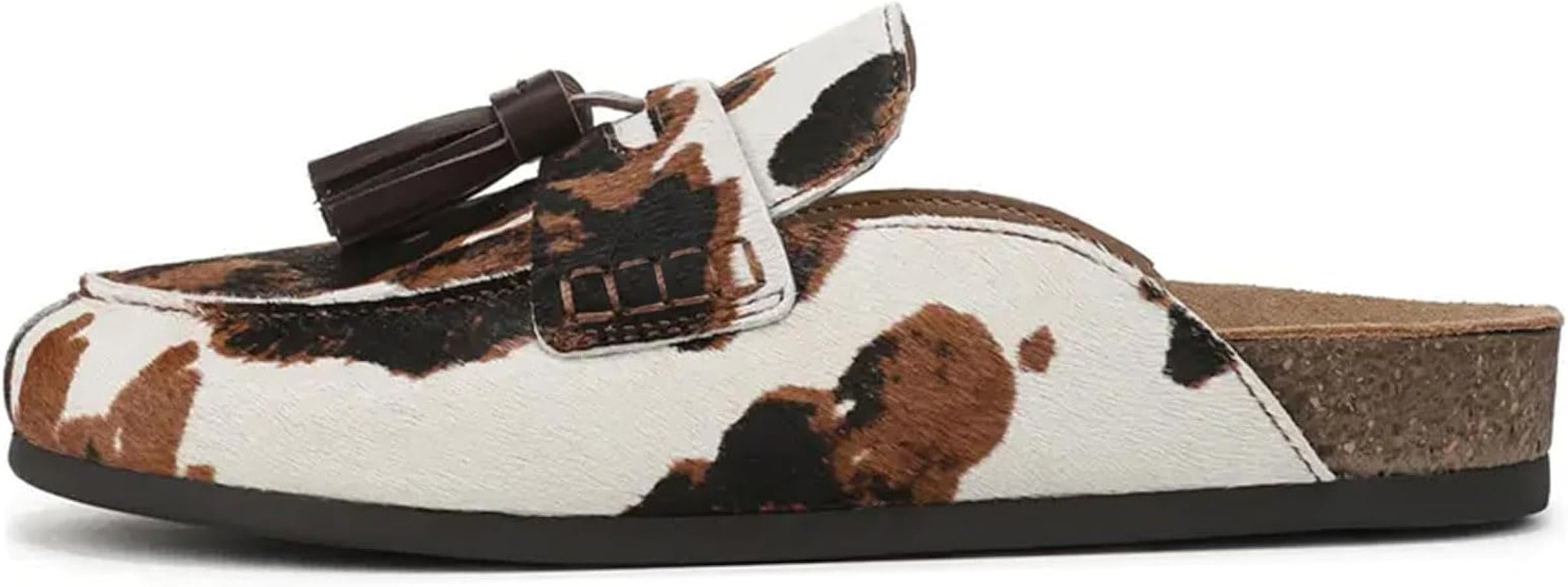 Faux Suede Clogs for Women Cork Tassel Flat Loafers Comfort Mule Clogs Slip on Round Toe Walking ... | Amazon (US)