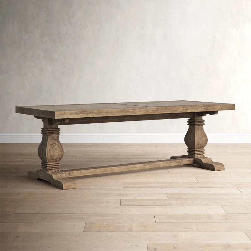 Kinston 94'' Pine Solid Wood Trestle Dining Table | Wayfair North America