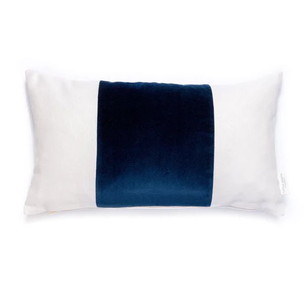 Velvet Broad Stripe Pillow in Navy | Caitlin Wilson Design