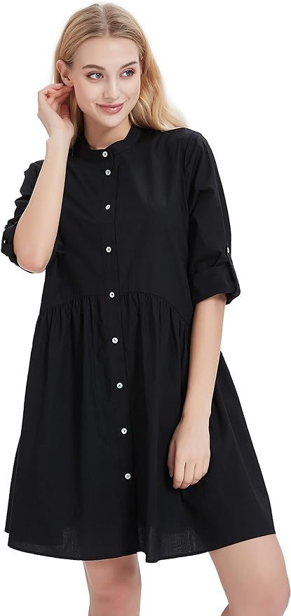 Basic Model Solid Summer Dresses for Women Casual T Shirt Dresses with Pockets | Amazon (US)