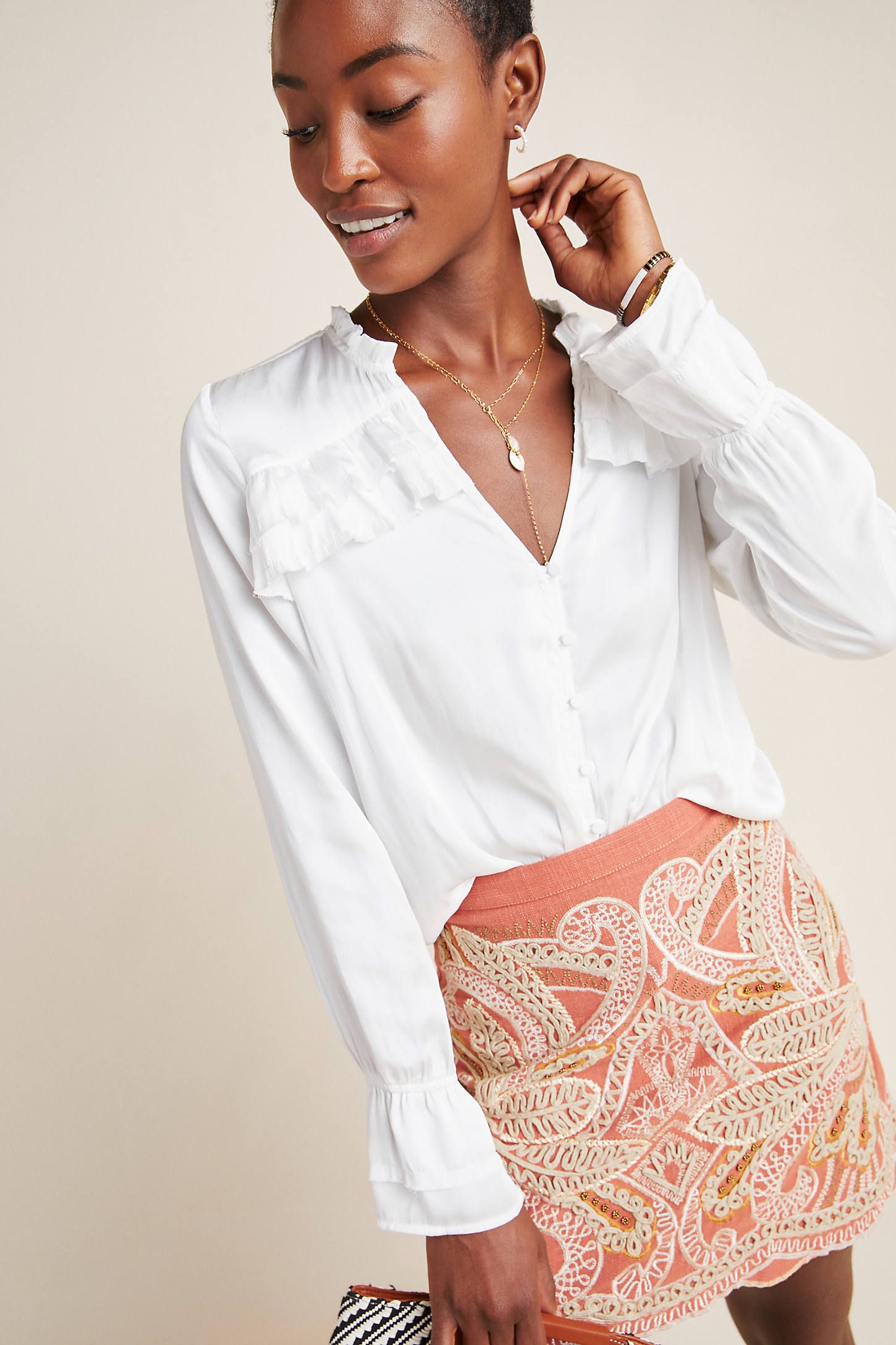 Paige Anguilla Ruffled Blouse | Anthropologie (US)