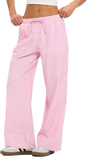 LOMON Striped Gingham Pants Women 2026 Spring Summer Pajamas Wide Leg Pj Lounge Boxer Bottoms Y2k... | Amazon (US)