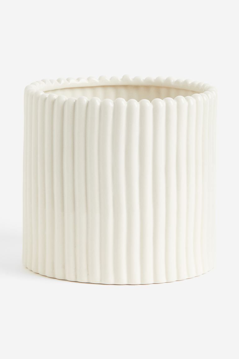 Large Stoneware Plant Pot - Natural white - Home All | H&M US | H&M (US + CA)