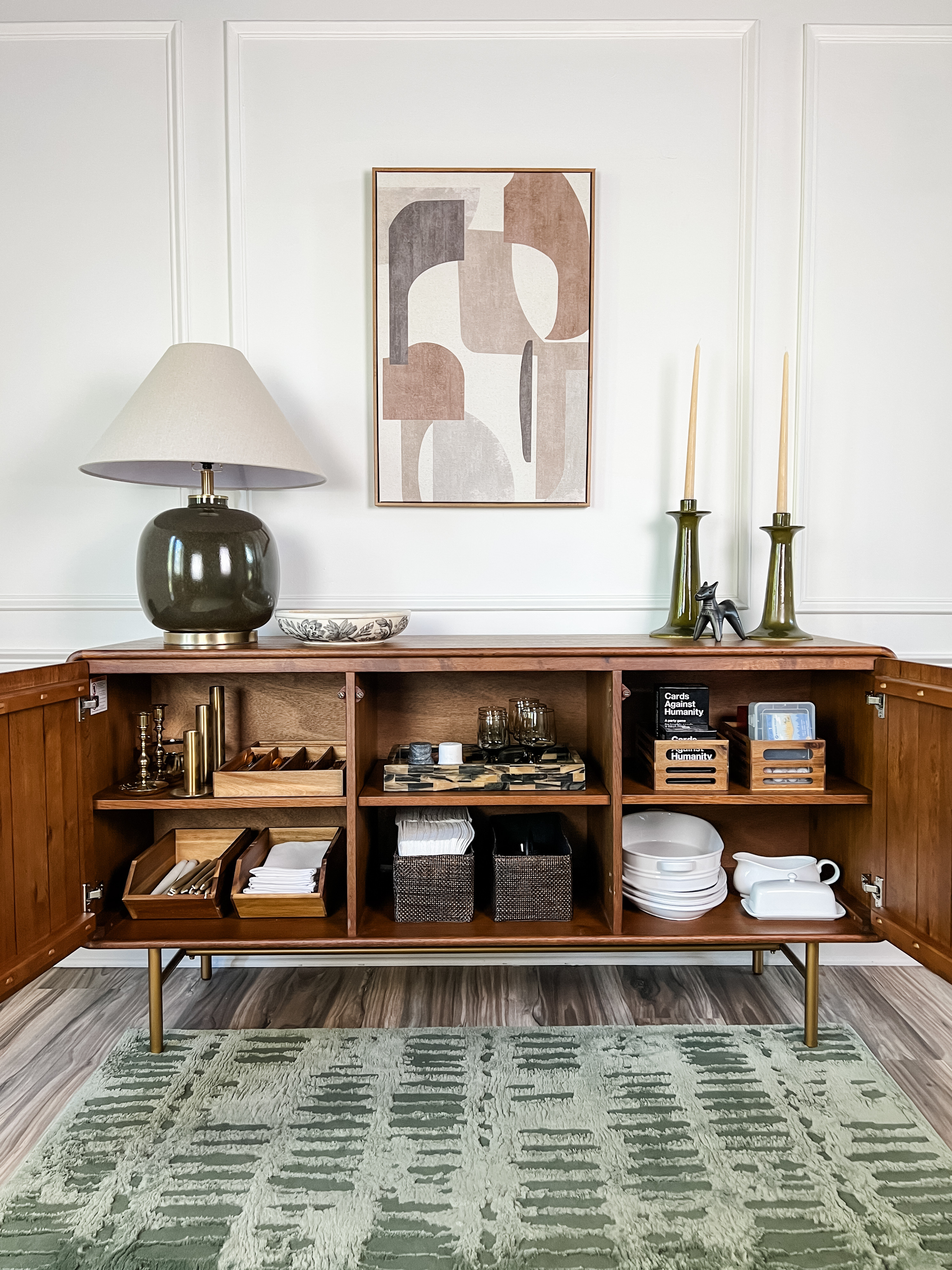 I gave the cabinet in my living/dining area a little redecorating and organizing love after spending way too much money at At Home one afternoon. But how cute are all of these togehter?! Love the vintage vibes. Not sure about the rug though, I might swap that out. 

 #LTKSeasonal #LTKHome