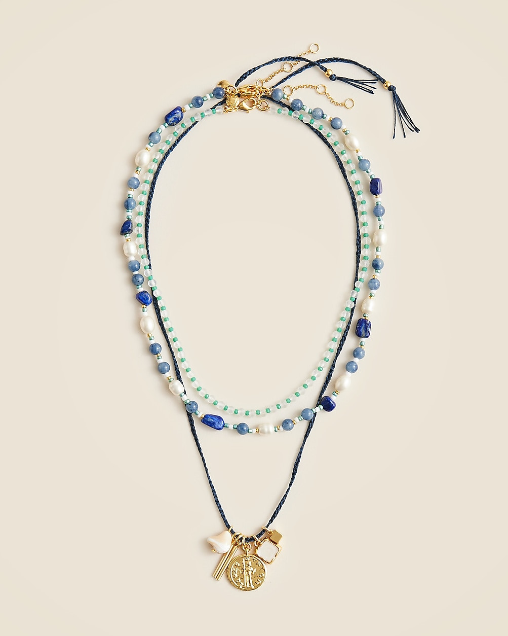 Beaded charm layered necklace | J. Crew US