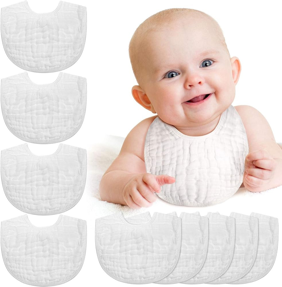 Tatuo 10 Pieces Muslin Baby Bibs Cotton Burping Cloth Bulk Adjustable Newborn Bandana Drool Bibs ... | Amazon (US)
