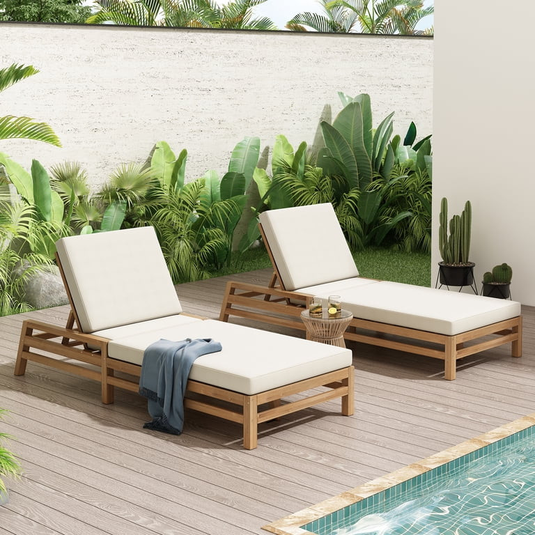 Harper & Bright Designs Poolside Lounge Chairs Set of 2, Outdoor Patio Chaise Adjustable Lounge C... | Walmart (US)