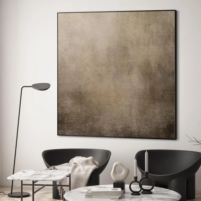 Minimalist Rustic Beige and Taupe Design Illustrations Extra Large Framed Wall Art Print Decor | Wayfair North America