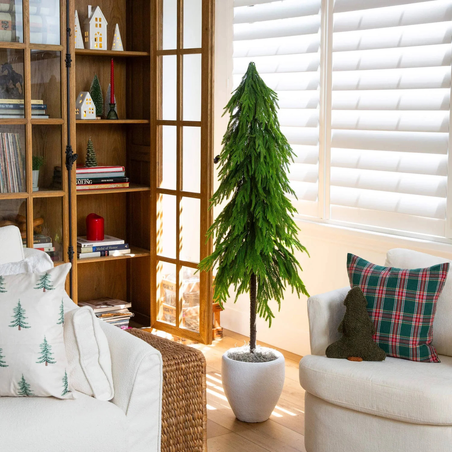 5' Artificial Real Touch Down Swept Norfolk Pine Tree with Natural Loo | Nearly Natural