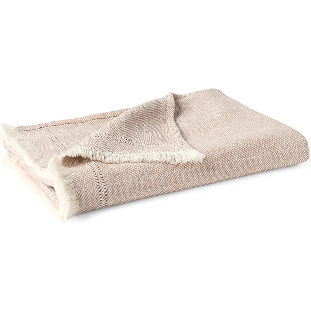 Coyuchi Canyon Organic Cotton Throw Blanket in Praline Herringbone at Nordstrom | Nordstrom