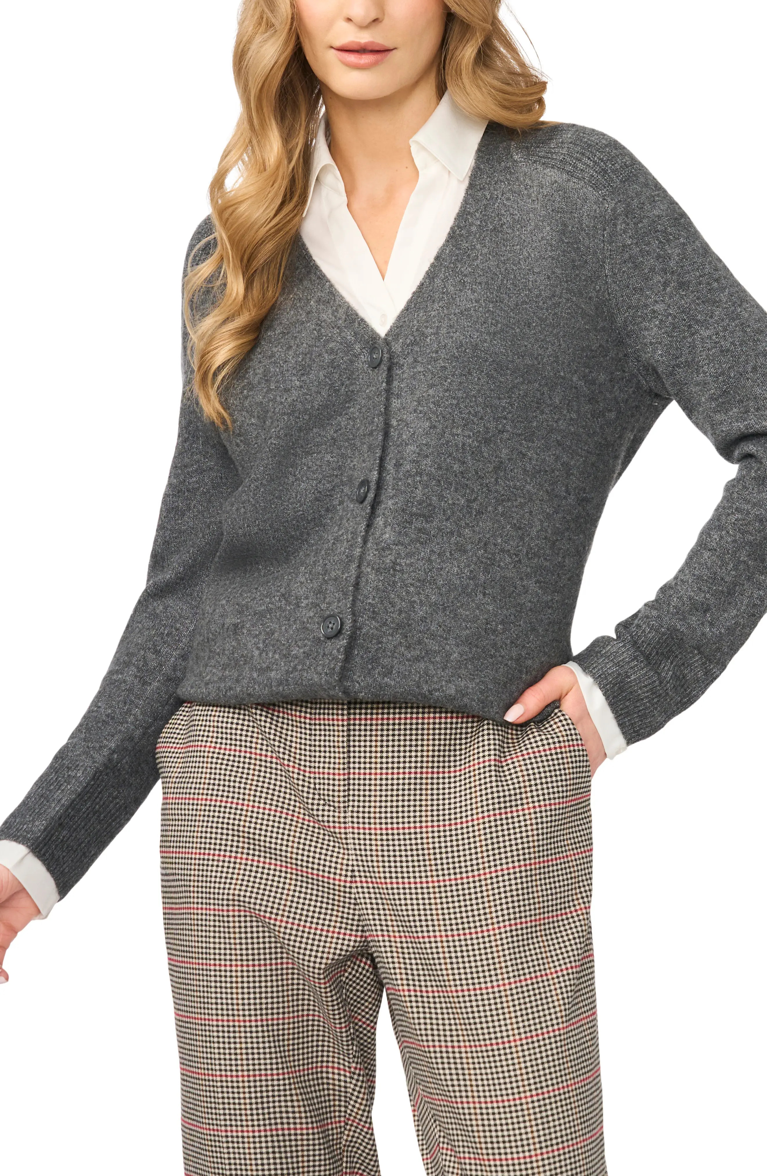 Mixed Media Twofer V-Neck Cardigan (Women) | Nordstrom | Nordstrom