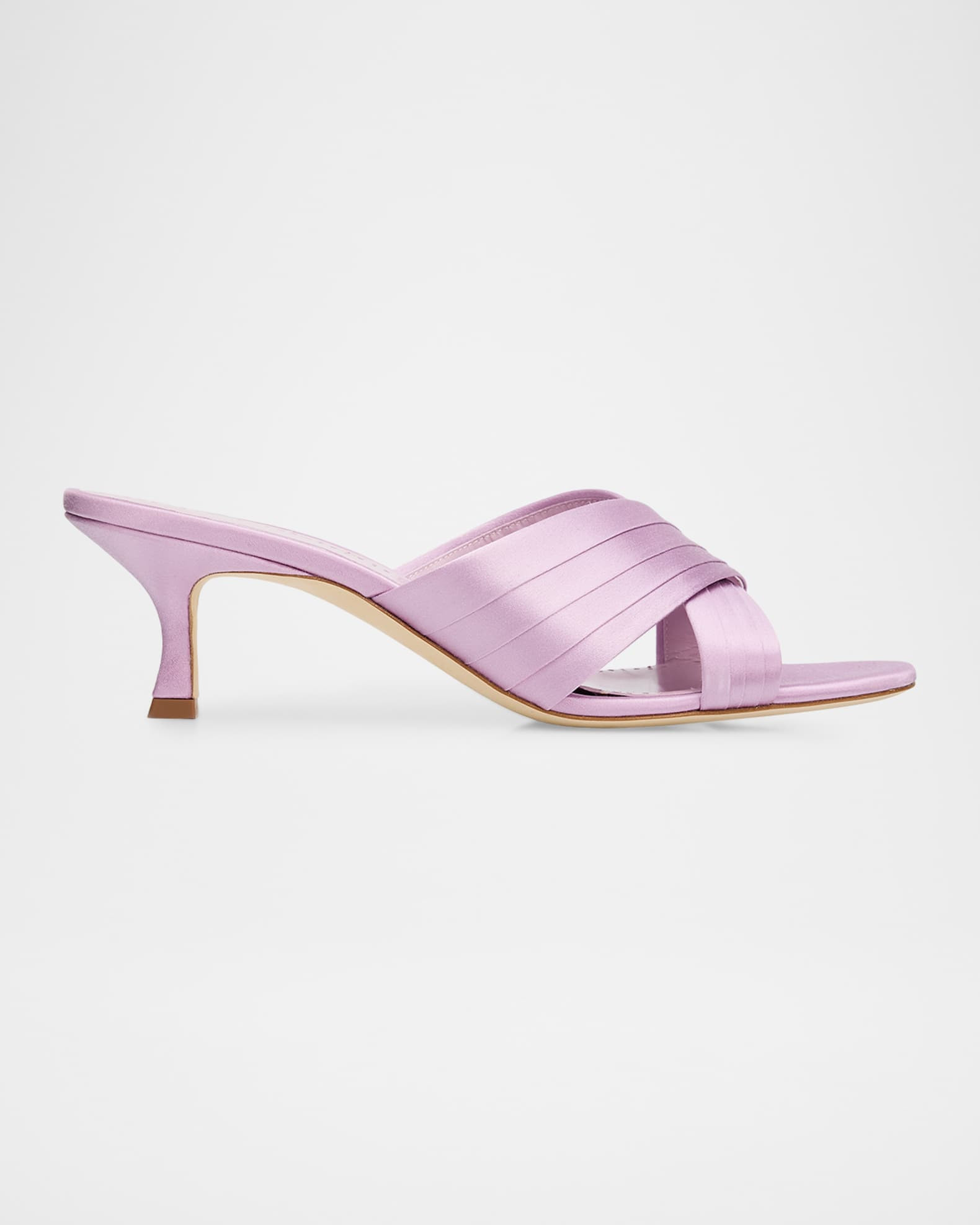 Vieramul Pleated Satin Kitten-Heel Mule Sandals | Neiman Marcus