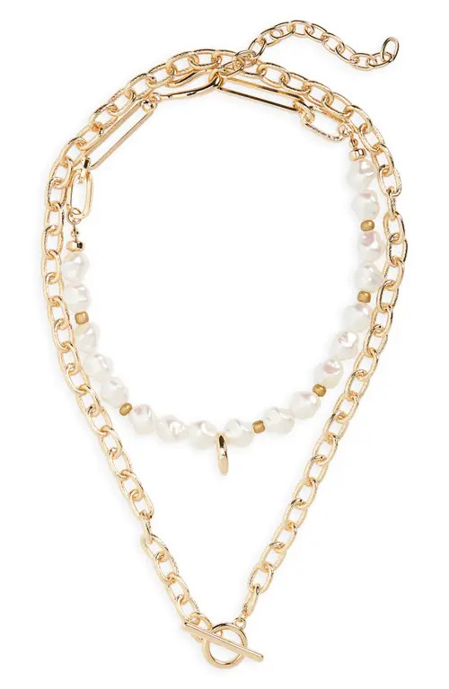 8 Other Reasons Imitation Pearl Layered Chain Necklace in Gold at Nordstrom | Nordstrom