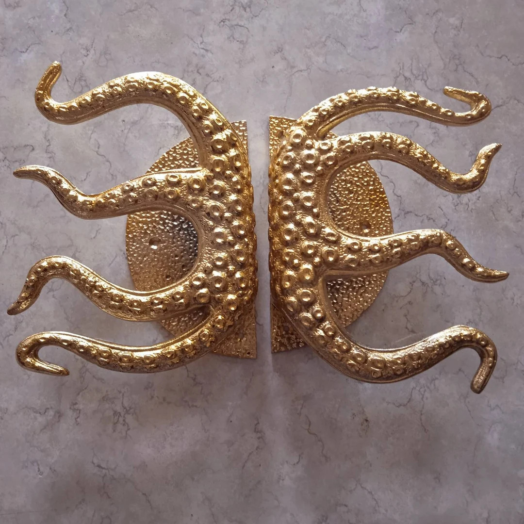Octopus Tentacle Door Handle (2 pc) | Kraken Brass Sculpture Decor(TARRIF PAID) | Etsy (US)