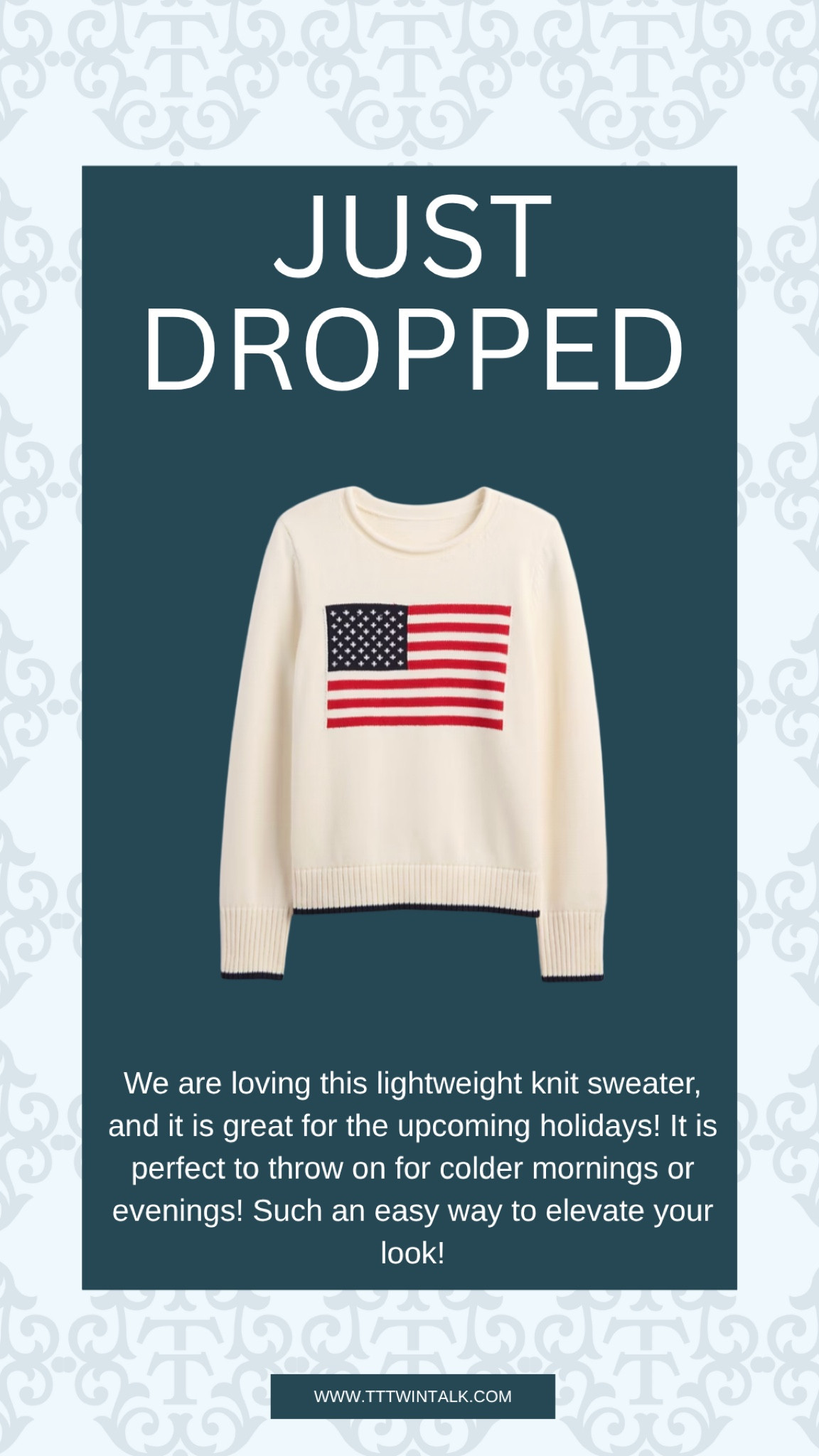 We are loving this lightweight knit sweater, and it is great for the upcoming holidays! It is perfect to throw on for colder mornings or evenings! Such an easy way to elevate your look!

#LTKMidsize #LTKSeasonal #LTKOver40