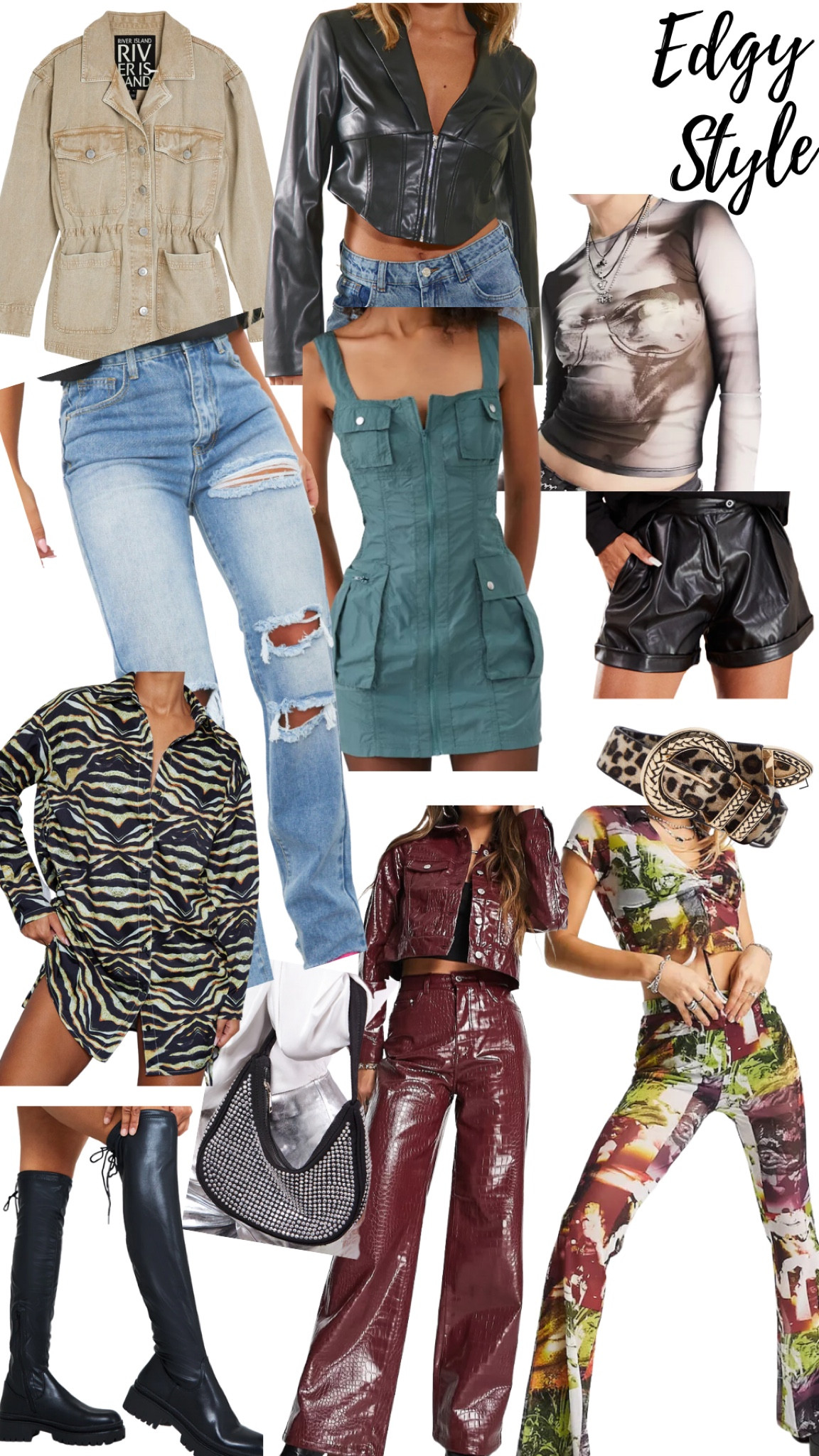 Edgy style 
Leather pants
Leather shorts 
Animal print 
Zebra stripes
Overall dress
Leather suit 
Graphic shirt 

#LTKstyletip #LTKunder50 #LTKsalealert