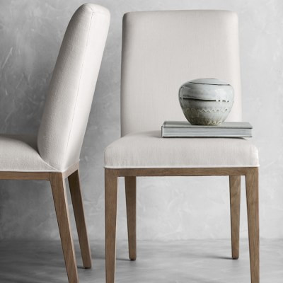 Austin Dining Side Chair, Chunky Linen, White | Williams-Sonoma