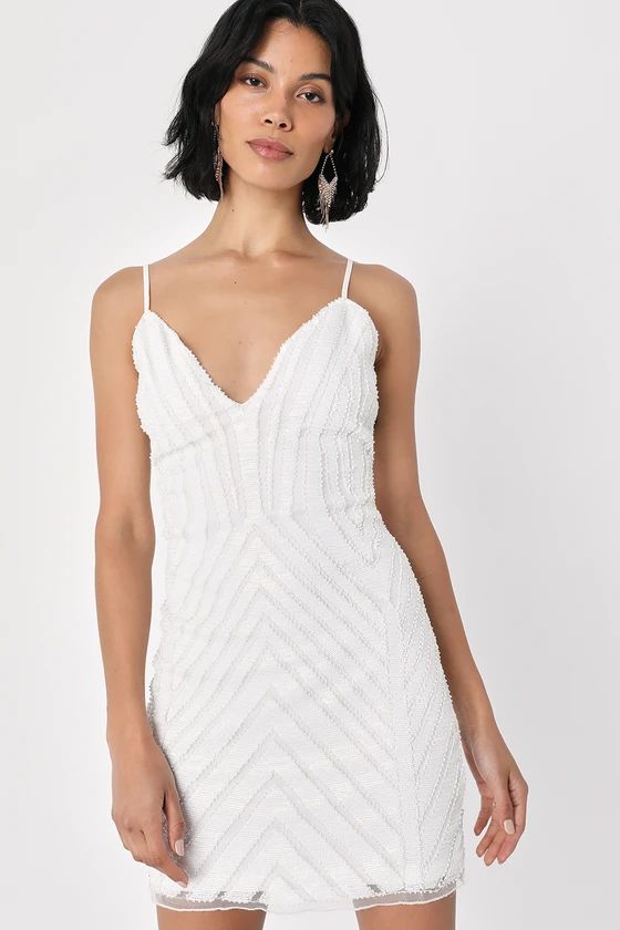 Captivating Glow White Sequin Sleeveless Mini Bodycon Dress | Lulus (US)