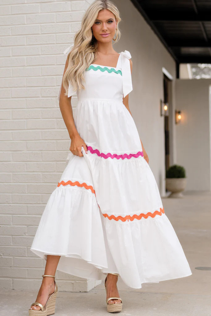 Sunny Day Feeling White Maxi Dress | Red Dress 