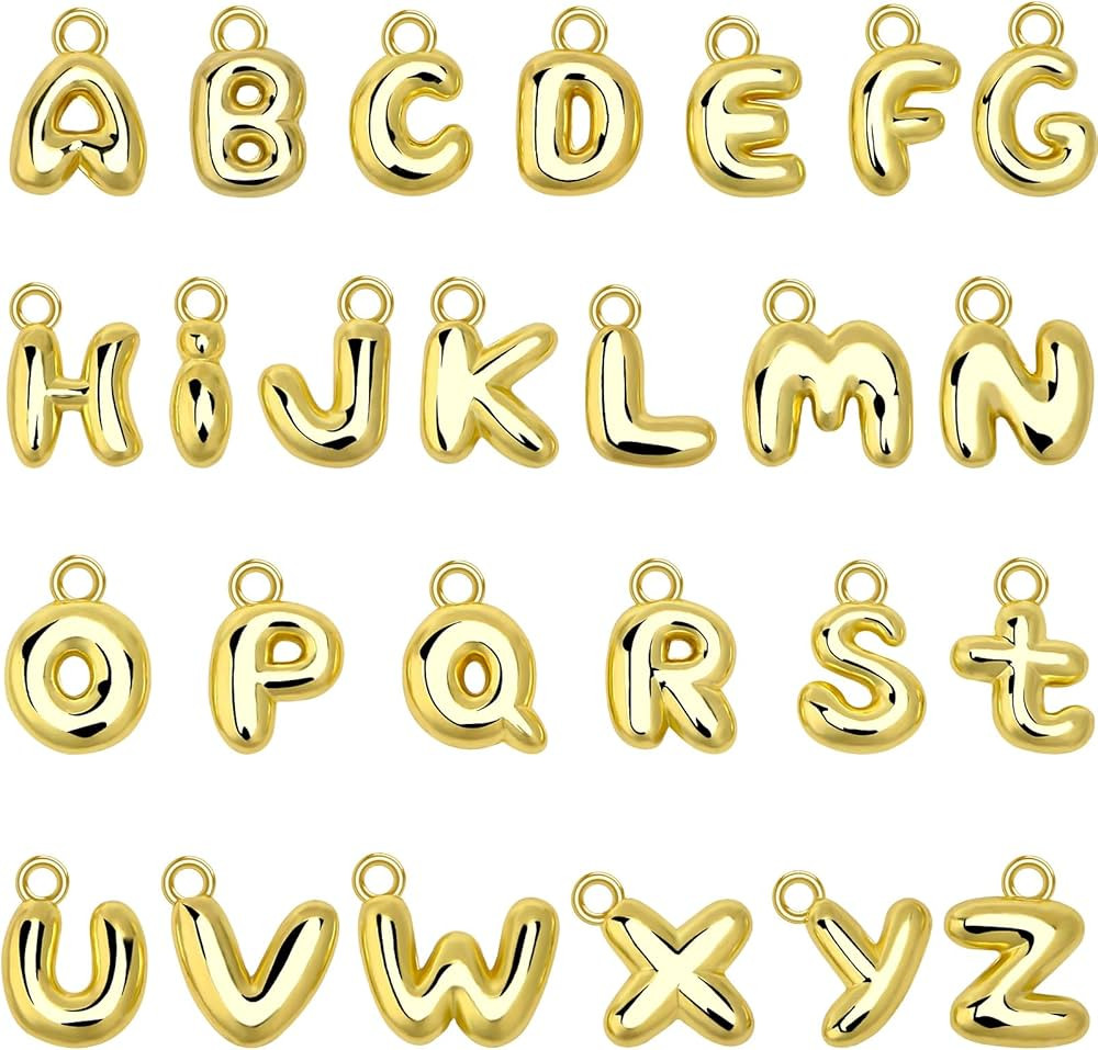 SANNIX 26Pcs Letter Charms, Initial Letter Charm for Jewelry Making, Gold A-Z Alphabet Letter Cha... | Amazon (US)