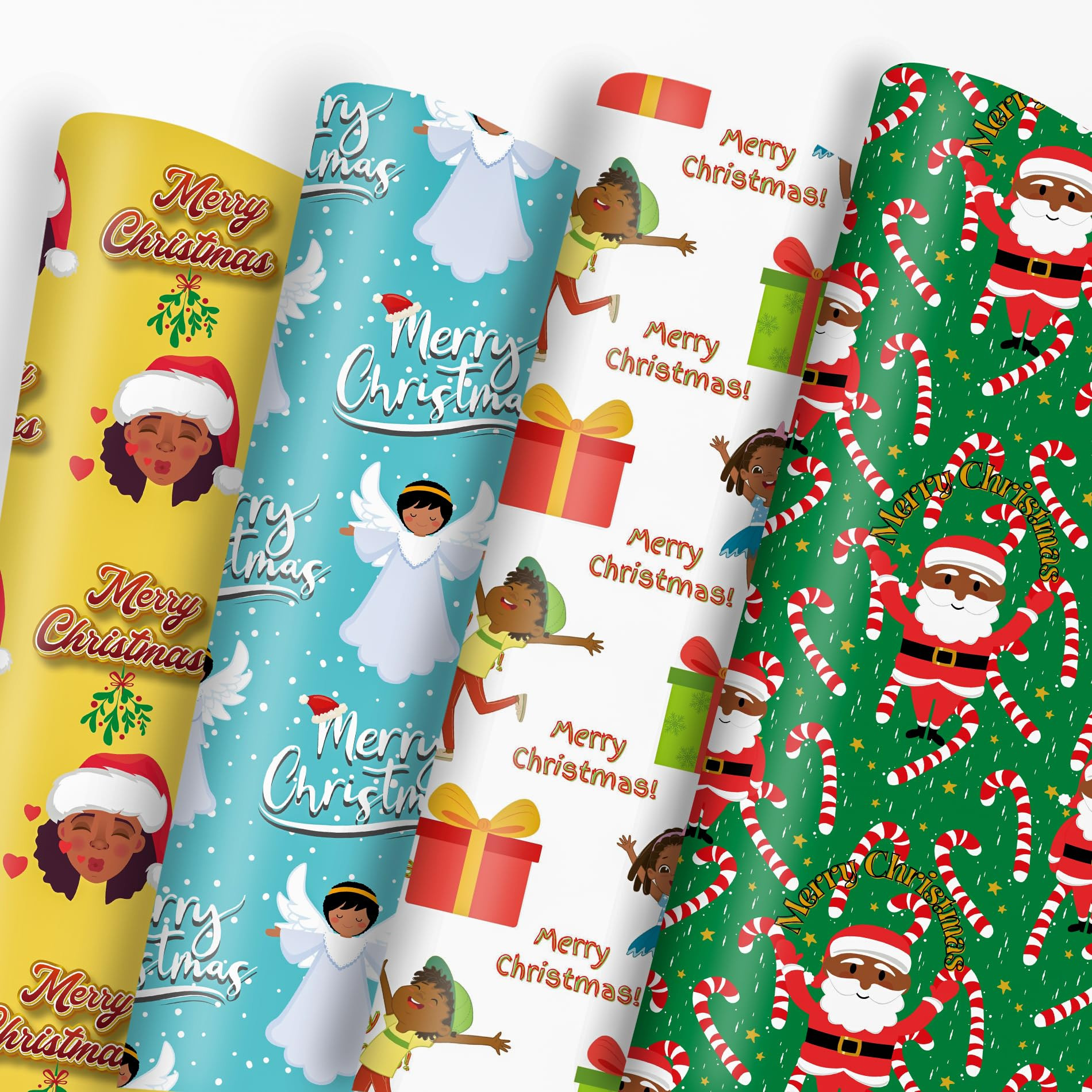 Vnaaem African American Christmas Wrapping Paper Black Santa Gift Wrap Paper Bulk Cute Xmas Desig... | Amazon (US)