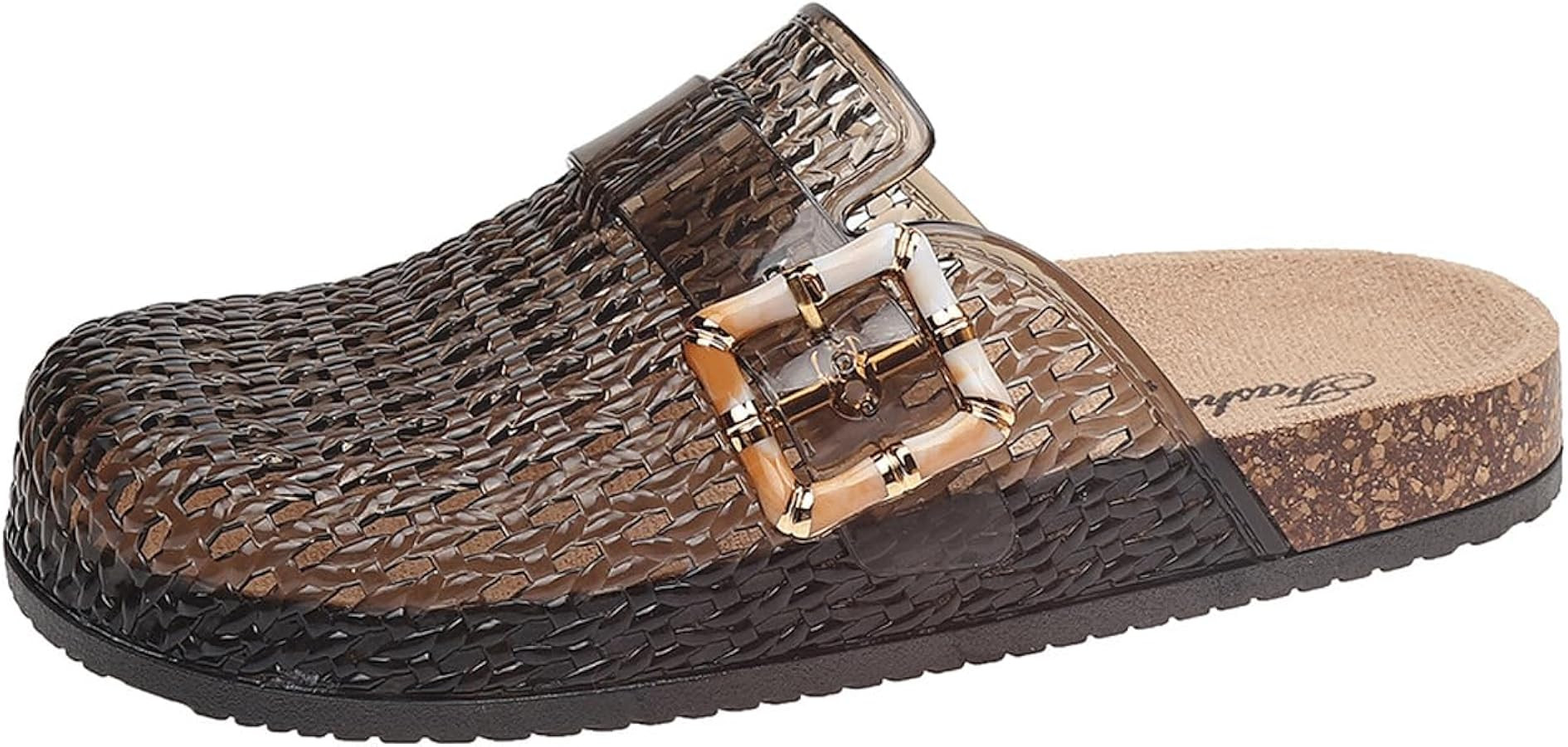 Jelly Clogs for Women Cork Footbed Buckle Jelly Sandals Slip On Transparent Breathable Jellies Sh... | Amazon (US)