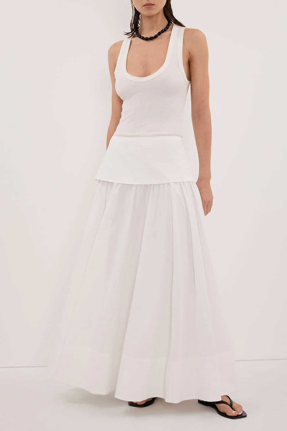 CLAIRE WHITE COTTON MIDI SKIRT | DISSH