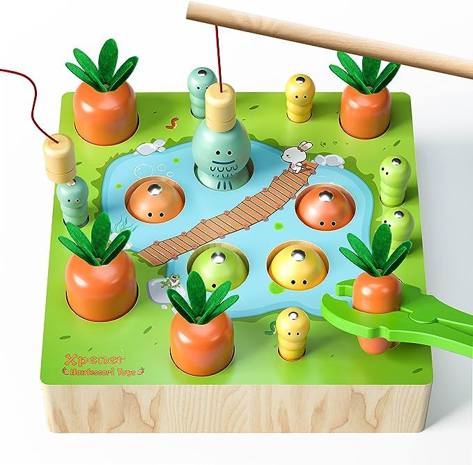 Montessori Toys for 1 2 3 Year Old Boys Girls, Wooden Developmental Toys for Baby Carrot Harvest ... | Amazon (US)