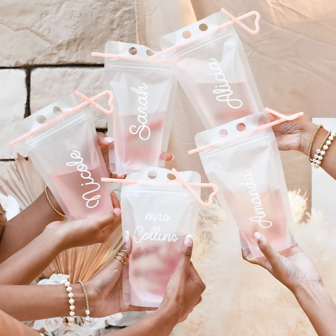 CUSTOM BACHELORETTE Drink Pouches Booze Bags Party Pouches -   Custom  bachelorette party, Bachelorette drink, Bachelorette party planning