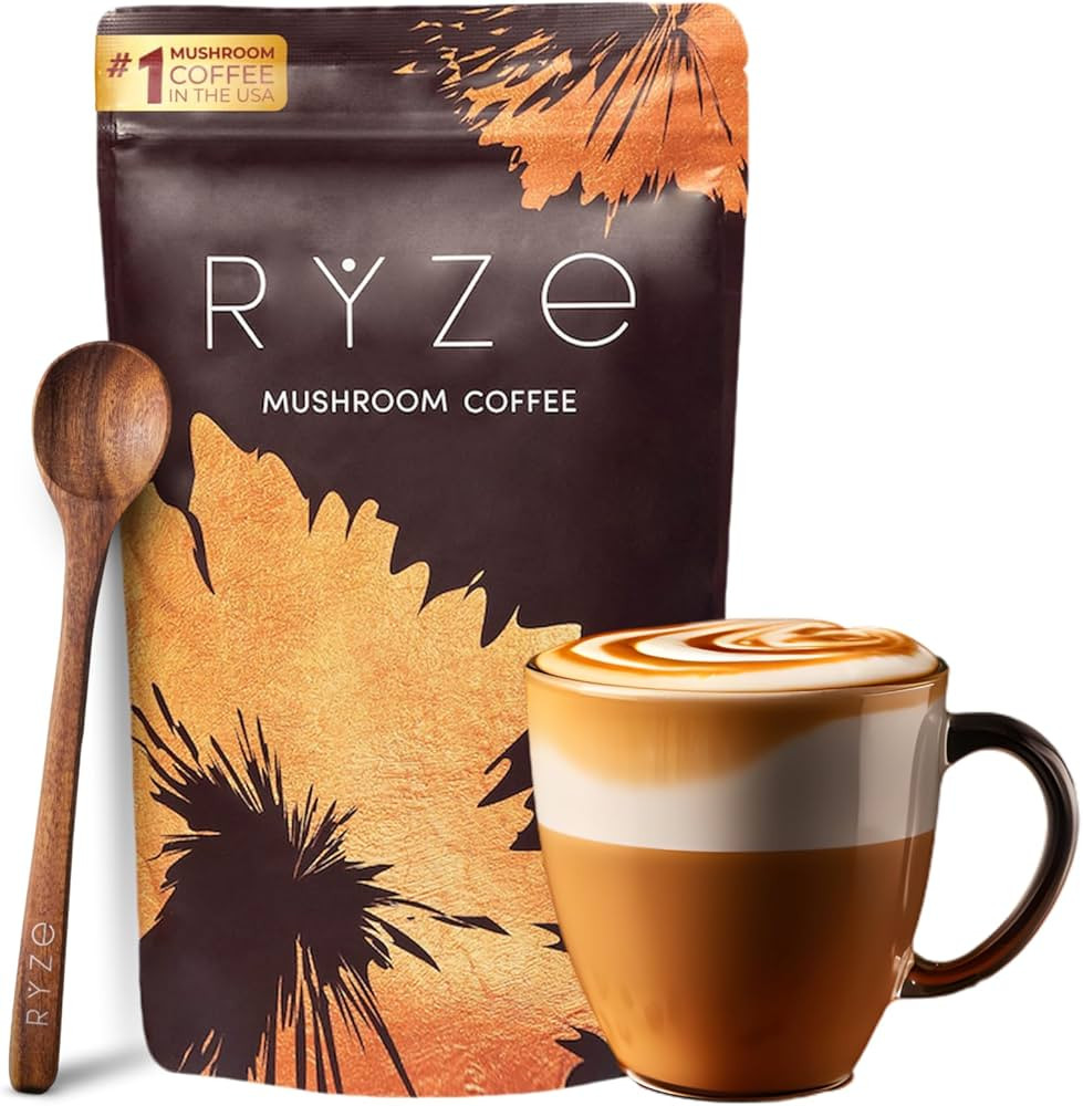 RYZE SUPERFOODS Mushroom Coffee USDA Organic with 6 Adaptogenic Mushrooms and MCT Oil, USA Grown ... | Amazon (US)