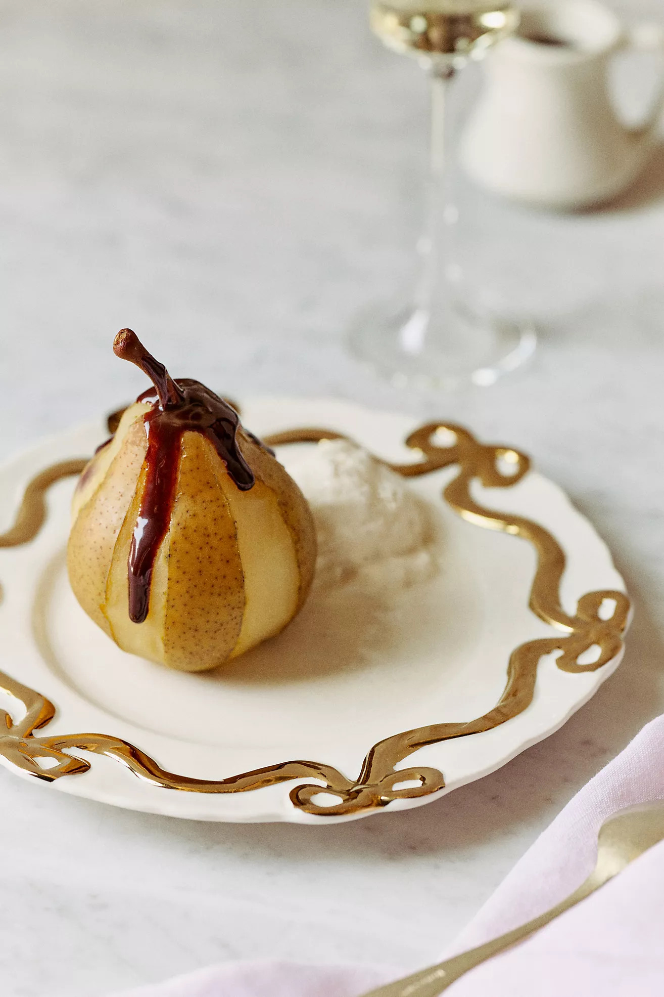 Benedita Gold Bow Stoneware Side Plates, Set of 4 | Anthropologie (US)