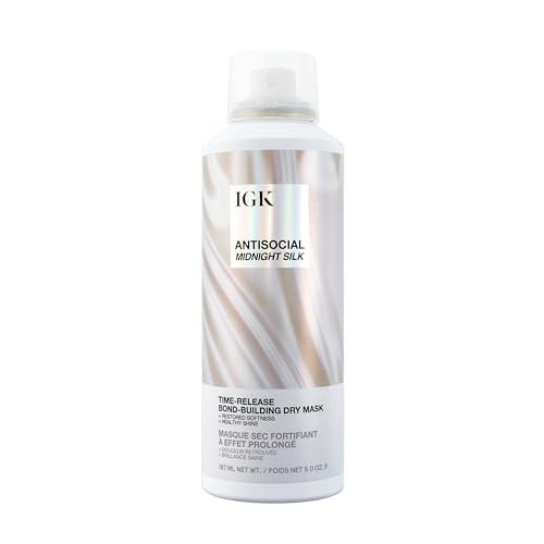 IGK Antisocial Midnight Silk Bond-Building Dry Hair Mask – No-Rinse Leave-In Treatment with Vegan Silk Protein – Limited Edition Design, 5 oz | Amazon (US)