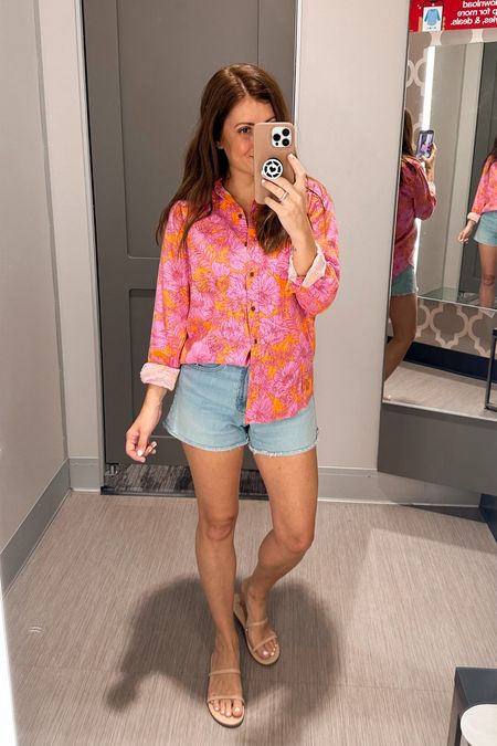 Loving the print on this new linen button-down top by Universal thread at target! So fun for summer and I’m living in the colors! Print also available and a matching short set!

#LTKsalealert #LTKstyletip #LTKfindsunder50