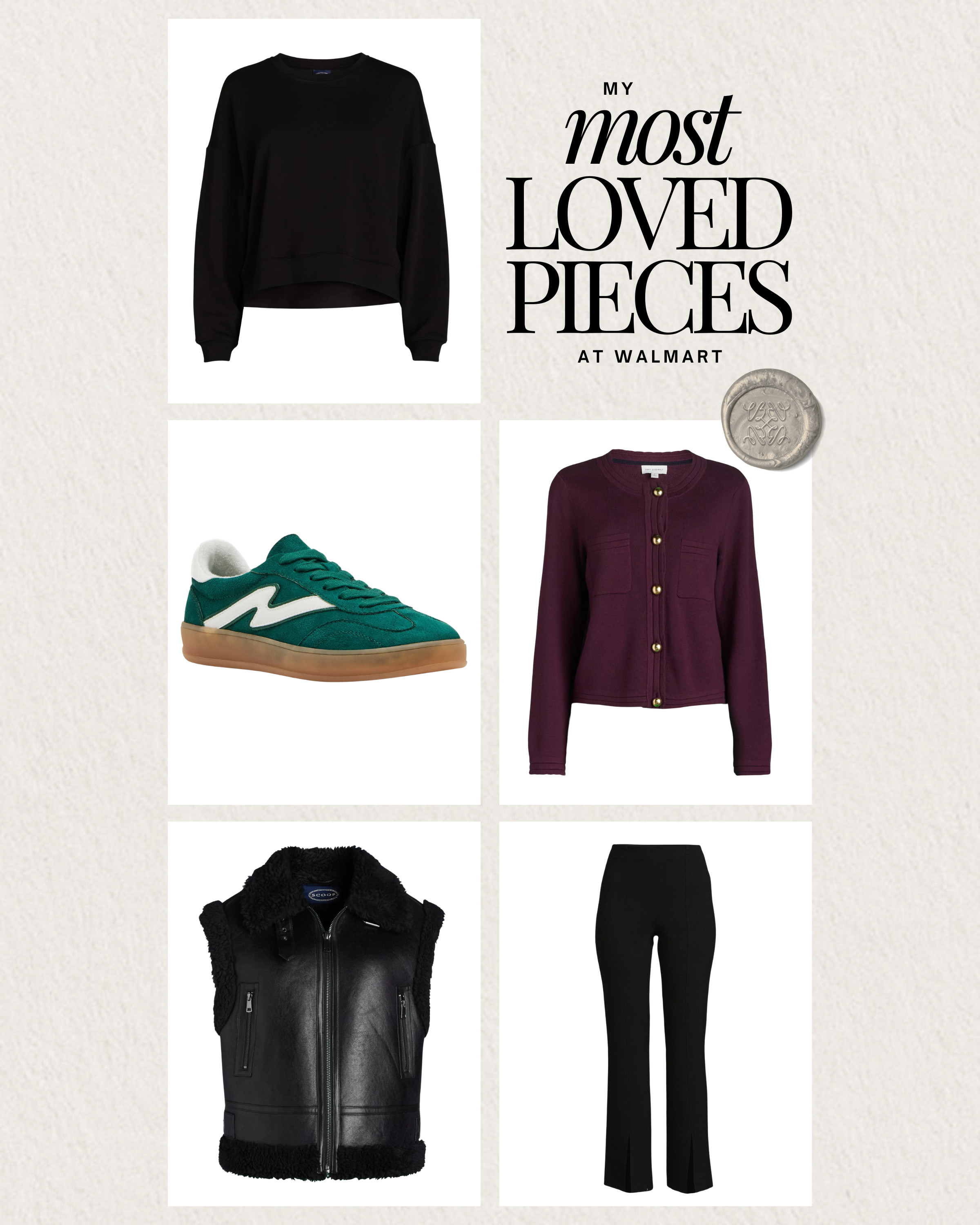 Iconic closet staples on repeat for the seasons - including burgundy, which is the COLOR of the year! I have that sweater in another color and am ordering the burgundy, it is a timeless piece! @walmartfashion #WalmartFashion #WalmartPartner 

 #LTKHoliday #LTKFindsUnder50 #LTKStyleTip