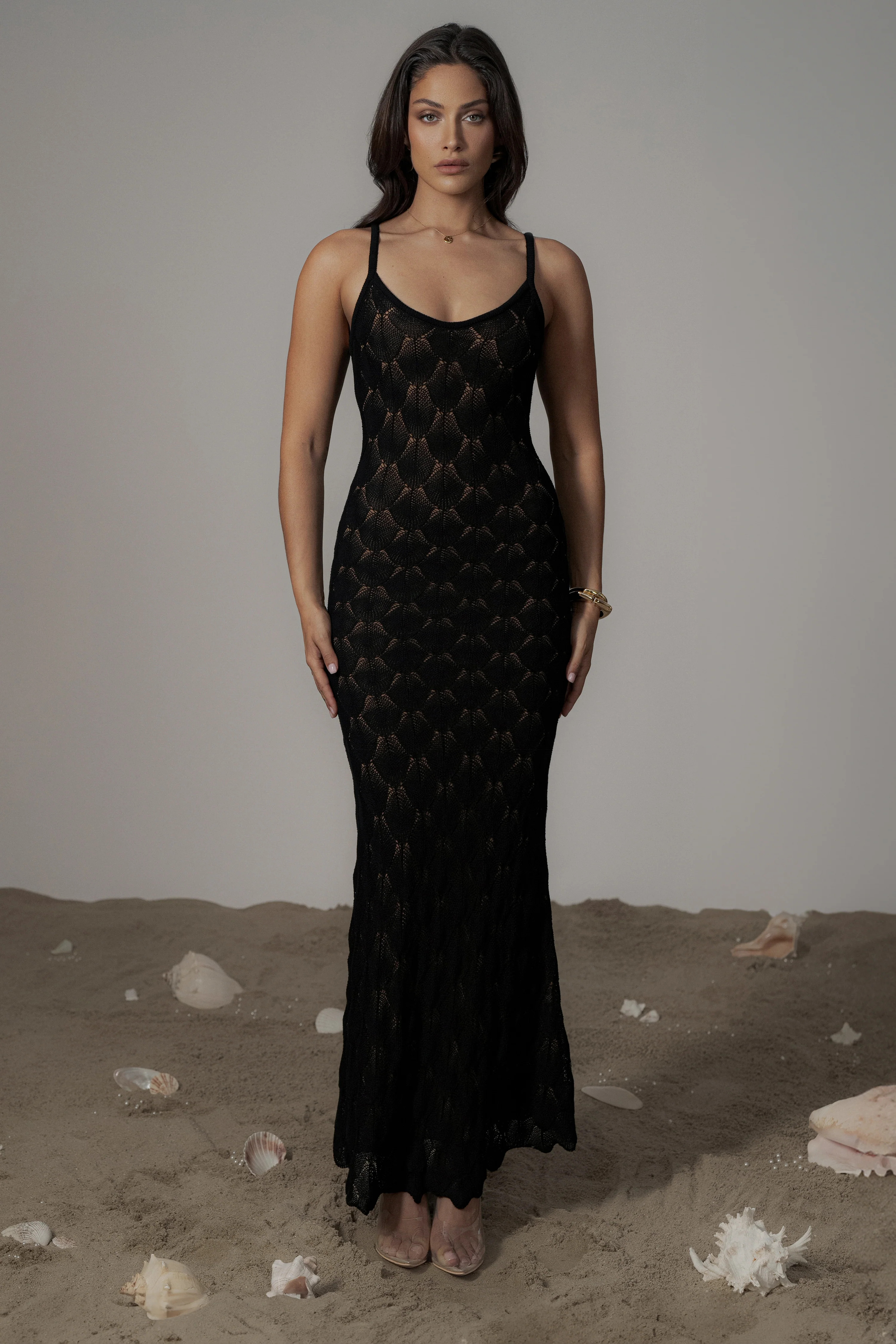 Black Gabriela Knit Maxi Dress | JLUXLABEL