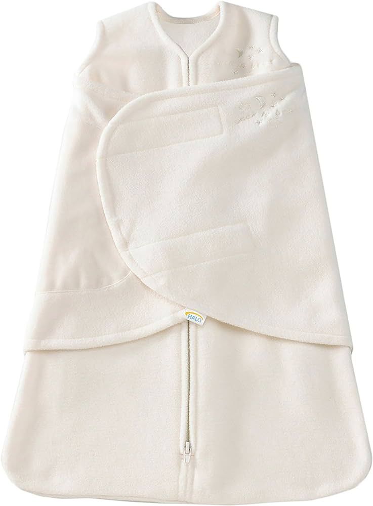 HALO Micro-Fleece Sleepsack Swaddle, 3-Way Adjustable Wearable Blanket, TOG 3.0, Cream, Newborn, ... | Amazon (US)