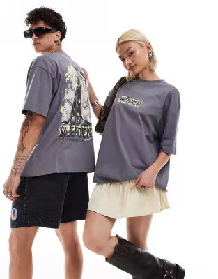 ASOS DESIGN Disney unisex oversized T-shirt with Maleficent print in gray | ASOS (Global)