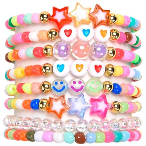 CHENSILAIYI Friendship Bracelets for Girls and Women: Colorful Beaded Boho Bracelet Set, Cute Adjustable Jewelry Gift for Teens Women, Best Friend Birthday Party Favors | Amazon (US)