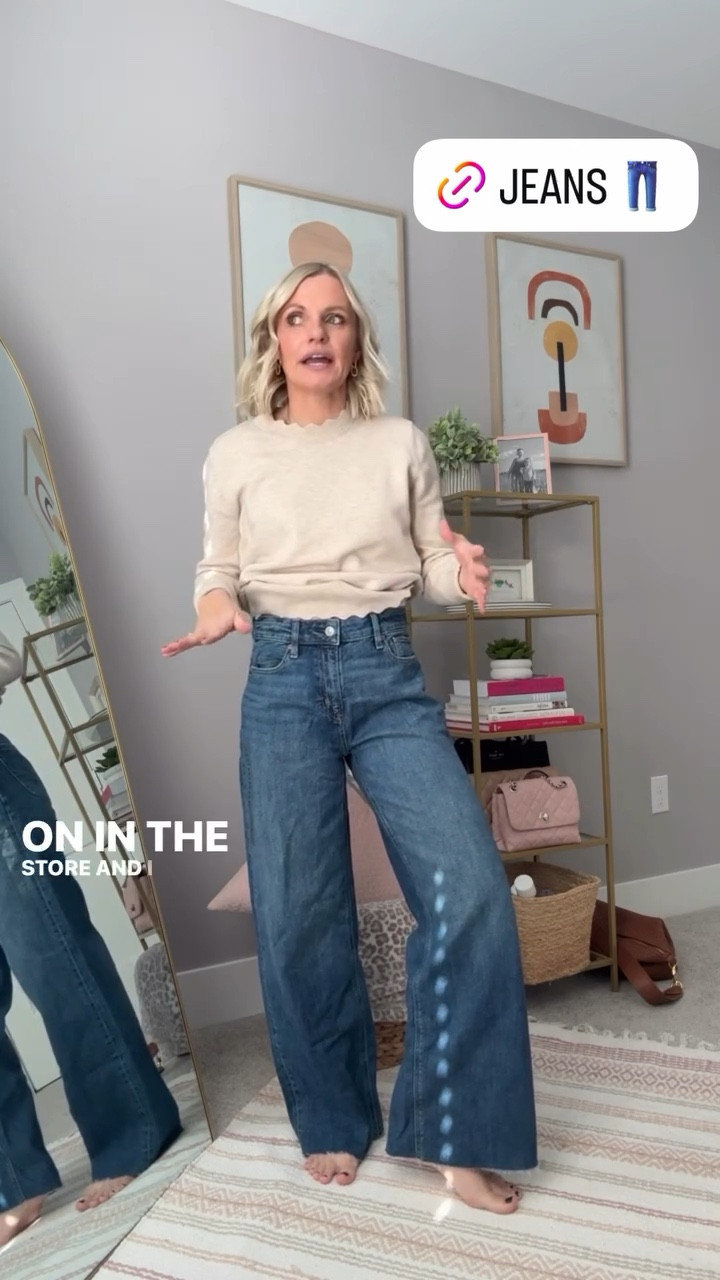 I love how comfortable these wide-leg jeans are. They are big in the waist, so I recommend sizing down! I’m wearing a 0/short

#LTKPetite #LTKOver40 #LTKSeasonal