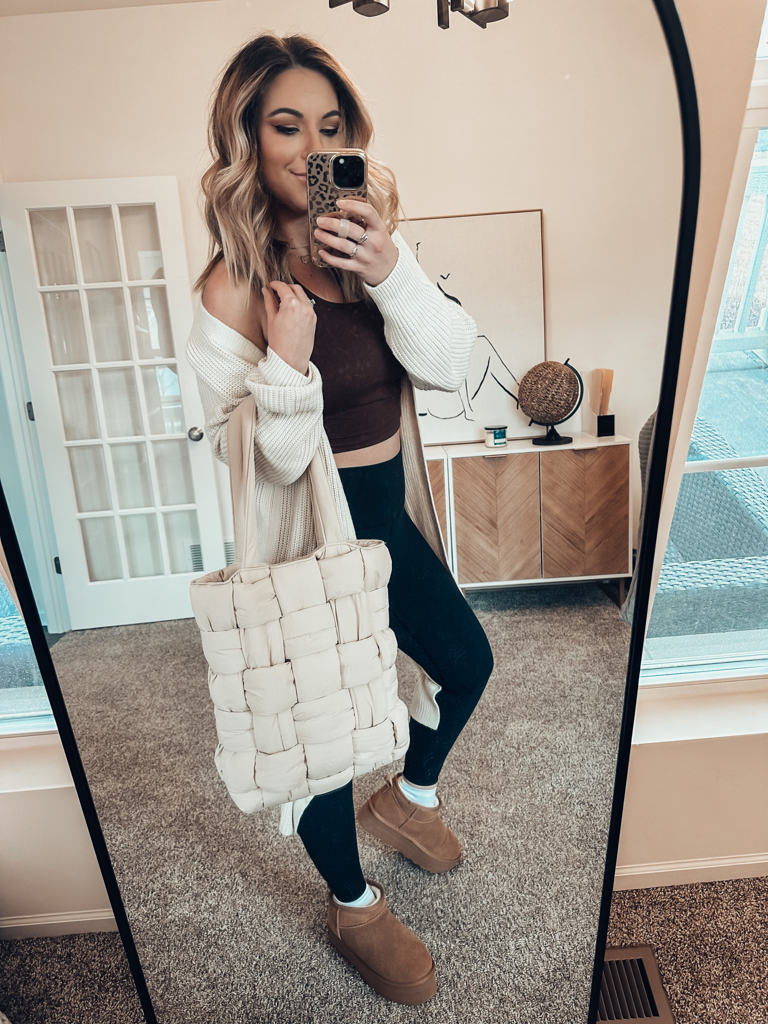 Casual, work from home, travel fit, lounge fit all from Amazon! Long cardigan, checkered bag, black leggings, cropped neutral tank tops, platform Ugg dupes. 

#LTKshoecrush #LTKFind #LTKunder50