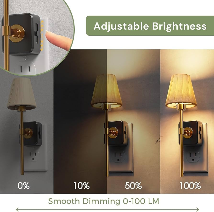 L LOHAS LED Night Lights Plug into Wall, Pleated Fabric Cover Night Light, Dusk to Dawn Sensor Vi... | Amazon (US)
