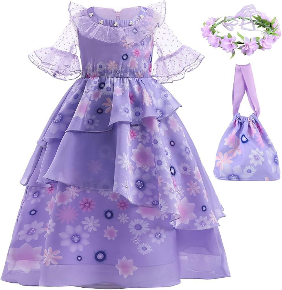 YOJOJOCO Encanto Dress Costume for Girls Mirabel Dress Up for Kids Toddler Isabella Halloween Cos... | Amazon (US)