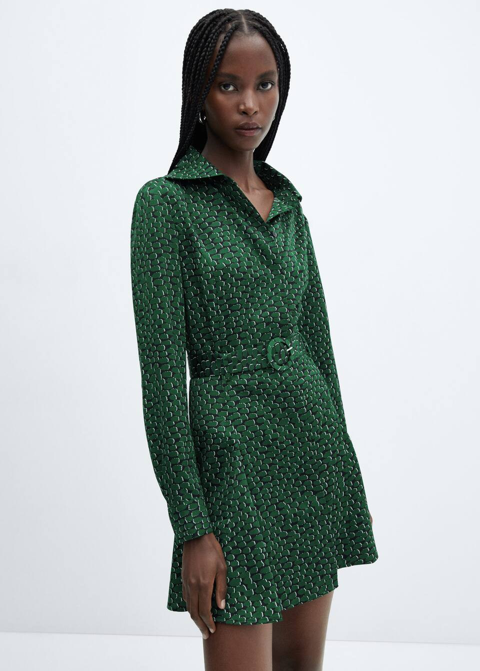 Belt printed dress -  Women | Mango USA | MANGO (US)